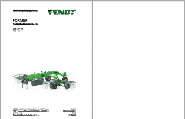 Fendt Eu Hay Equipment Former 8055PRO Operators Manual 2016 Fel16875804 EN 1