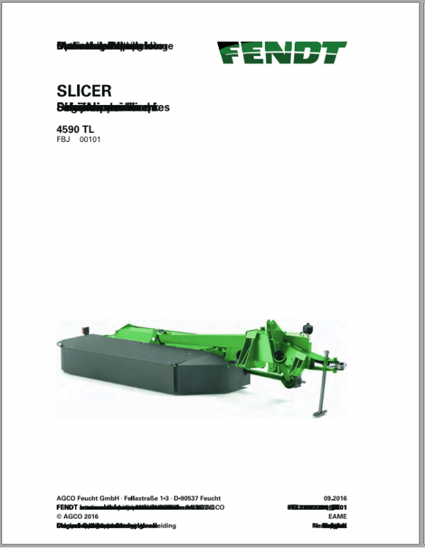 Fendt Eu Hay Equipment Slicer 4590TL Operators Manual 2016 Fel13927204 EN 1