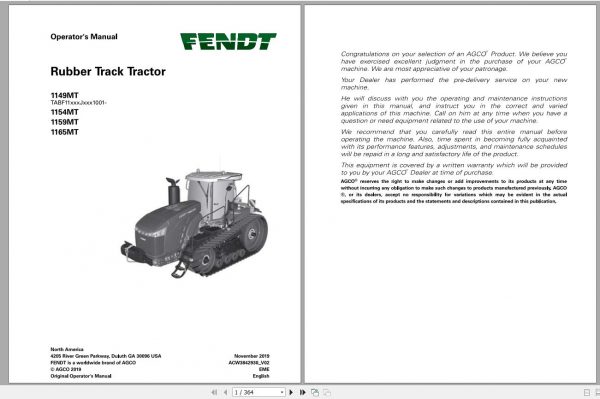 Fendt EuTractor 1149mt 1154mt 1159mt 1165mt Tier 3 Engine Operator Manual 1