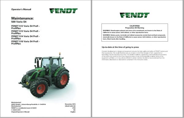 Fendt EuTractor 512 513 514 516 Profi Profiplus Chassis Prefix 435 436 437 438 Ope 1