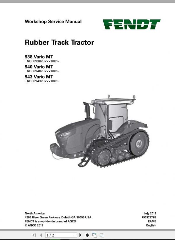 Fendt EuTractor 938 Vario MT 940 Vario MT 943 Vario MT Rubber Track Tractor W