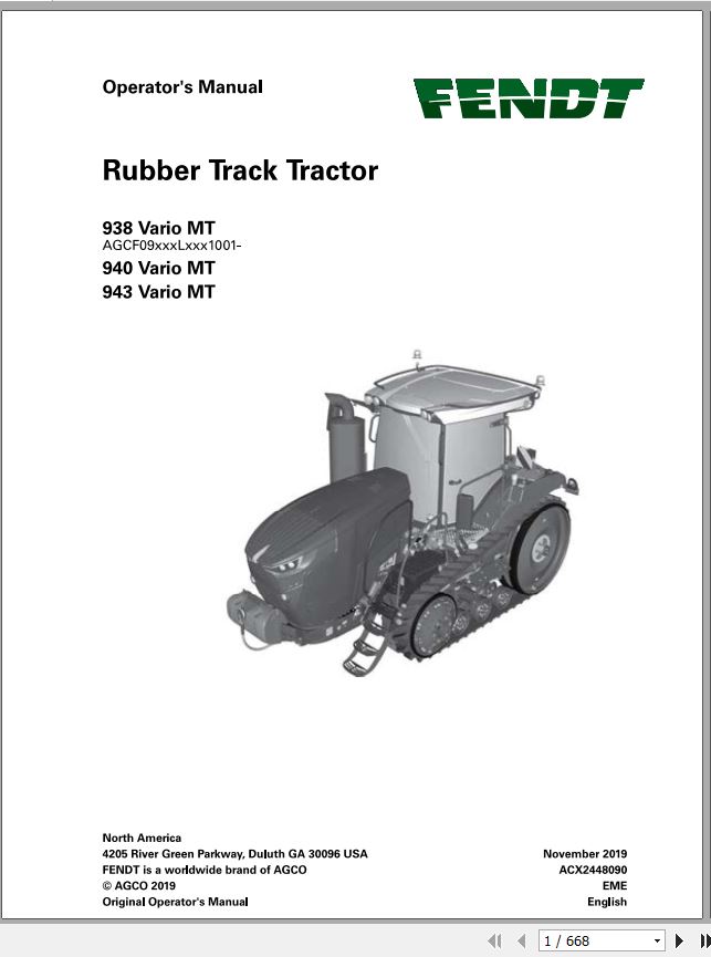 Fendt EuTractor 938 Vario MT 940 Vario MT 943 Vario MT stage 5 Engine Operator Manual 1
