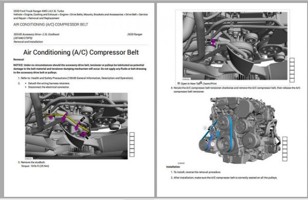 Ford Truck Ranger 4 WD L4 2 3 L Turbo 2020 Diagram Maintenance Repair Manual 9