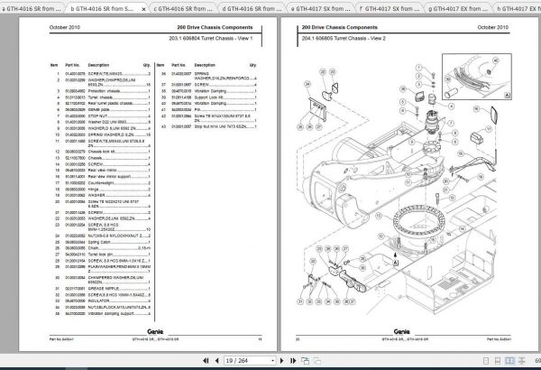 Genie Telehandler GTH 4016 GTH 4017 GTH 4018 GTH 4020 Parts Manuals 4