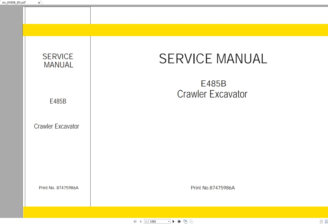 NEW HOLLAND E485B WORKSHOP MANUAL847475986A 1