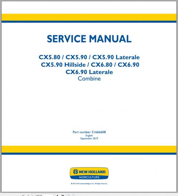 New Holland Combine CX580 CX590 CX680 CX690 Service Manual51666608 2