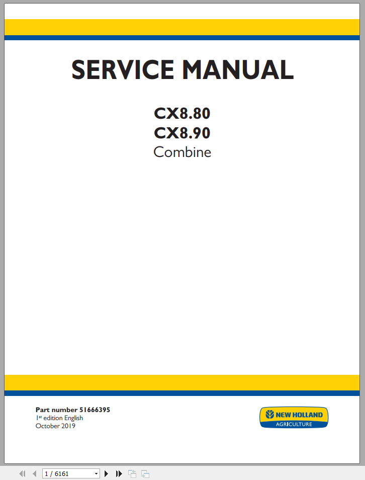 New Holland Combine CX880 CX890 Service Manual51666395 1