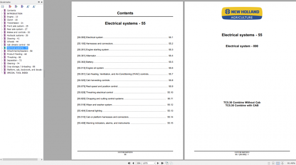 New Holland Combine T530 Service Manual51573100 3