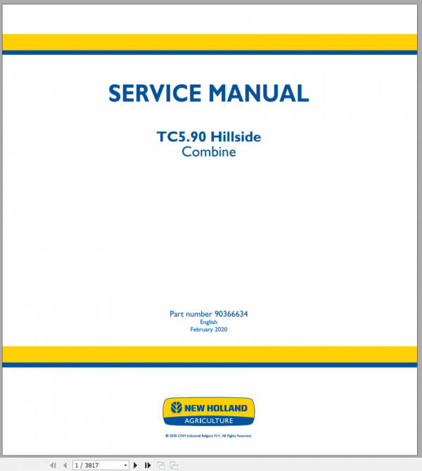 New Holland Combine TC590 Hillside Service Manual90366634 1