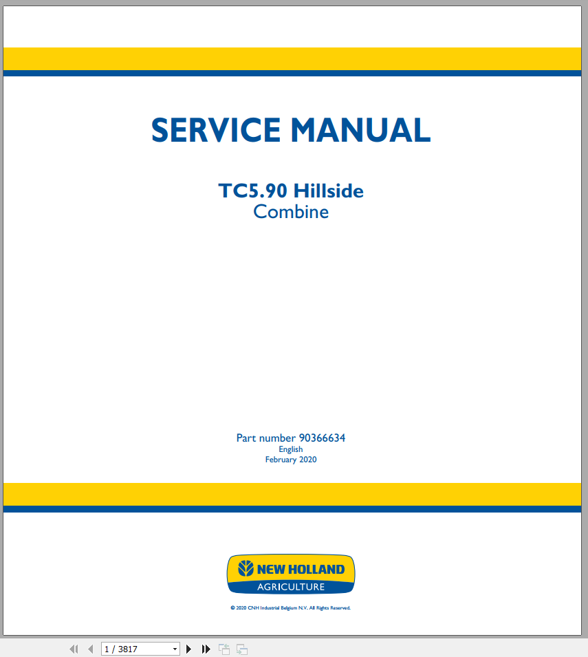 New Holland Combine TC590 Hillside Service Manual90366634 1