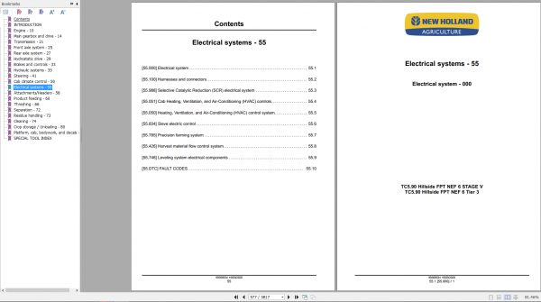 New Holland Combine TC590 Hillside Service Manual90366634 3