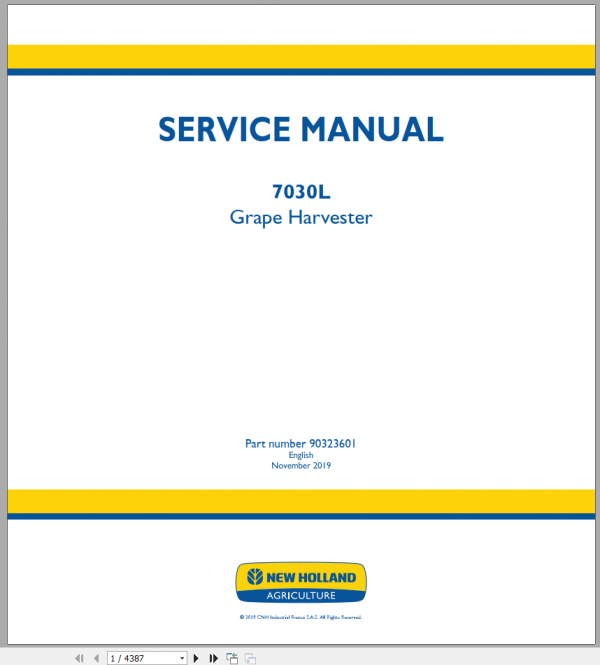 New Holland Grape Harvester 7030L Service Manual90323601 1