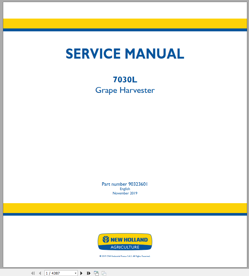 New Holland Grape Harvester 7030L Service Manual90323601 1