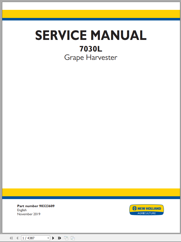 New Holland Grape Harvester 7030L Service Manual90323609 1