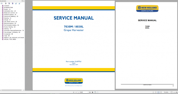 New Holland Grape Harvester 7030M 8030L Service Manual 2