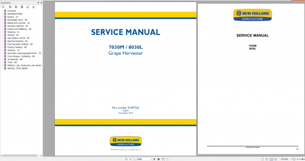 New Holland Grape Harvester 7030M 8030L Service Manual 3