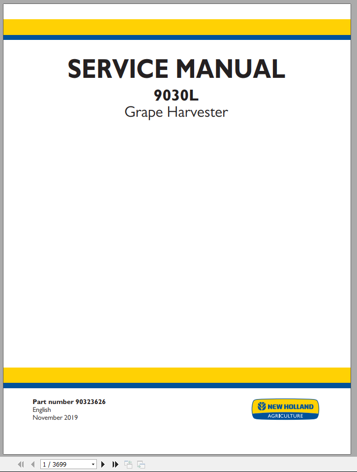 New Holland Grape Harvester 9030L Service Manual90323626 1
