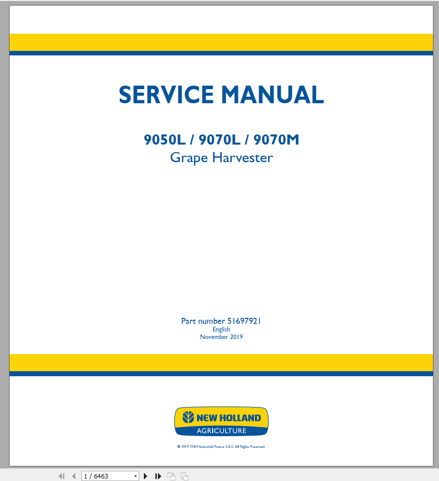 New Holland Grape Harvester 9050L 9070L 9070M Service Manual51697921 1