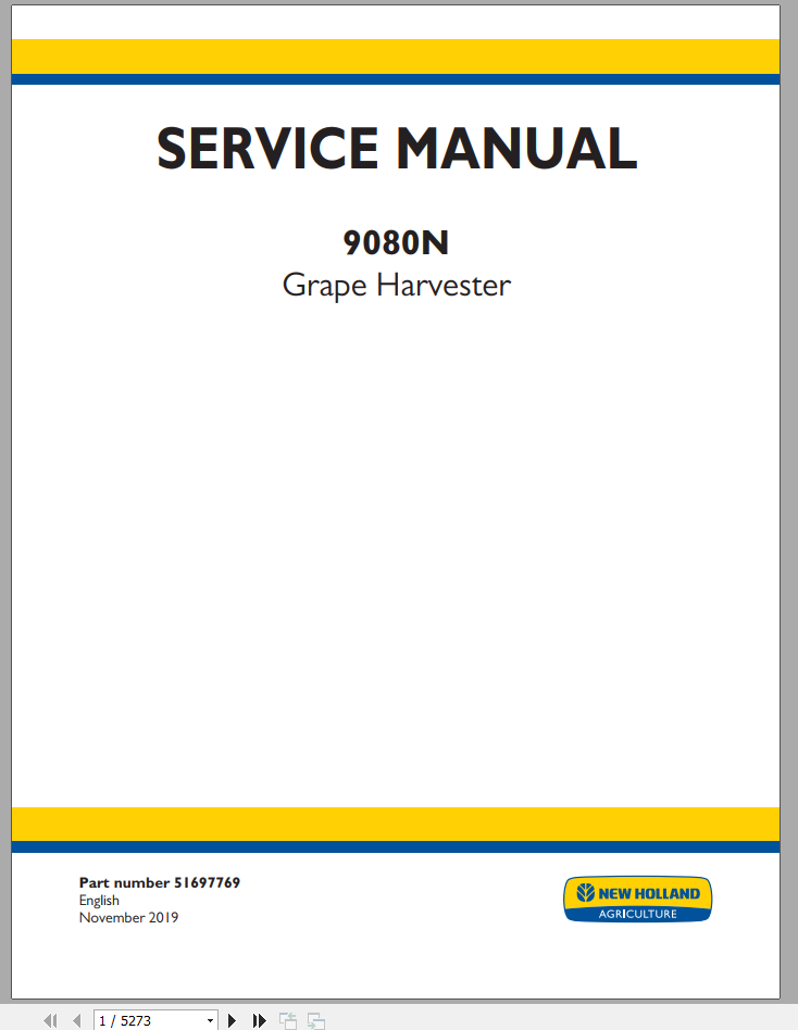New Holland Grape Harvester 9080N Service Manual51697769 1