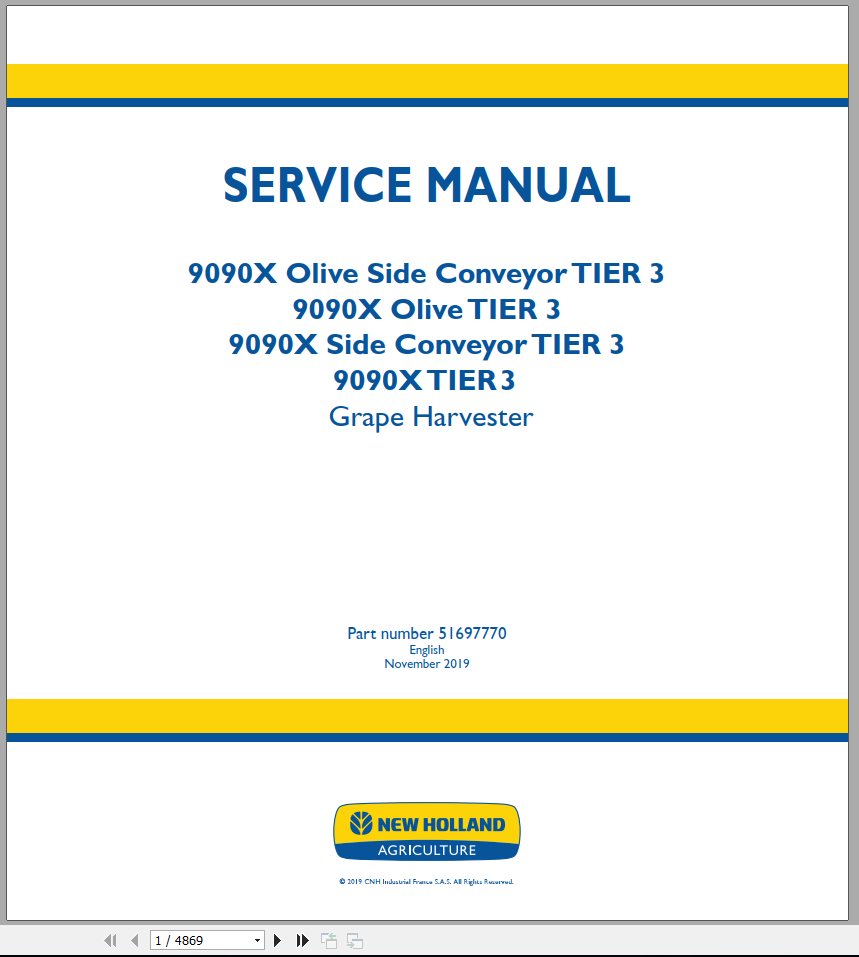 New Holland Grape Harvester 9090X Service Manual51697770 1