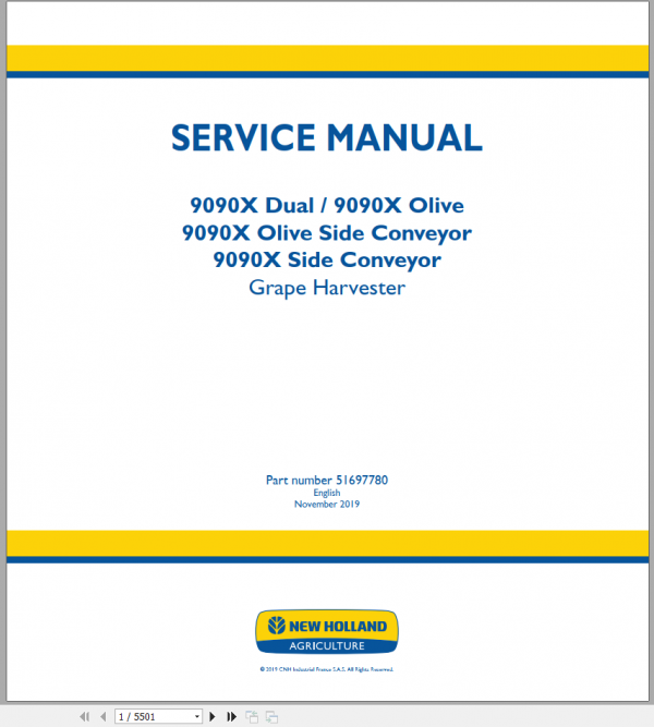 New Holland Grape Harvester 9090X Service Manual51697780 1