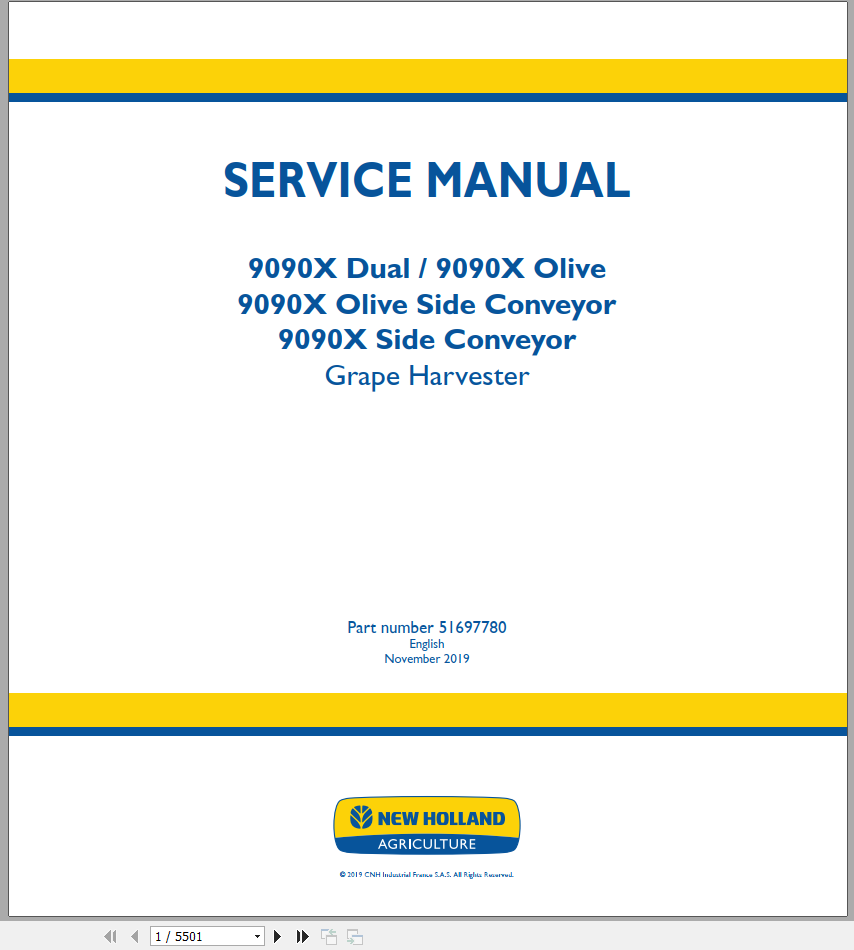 New Holland Grape Harvester 9090X Service Manual51697780 1