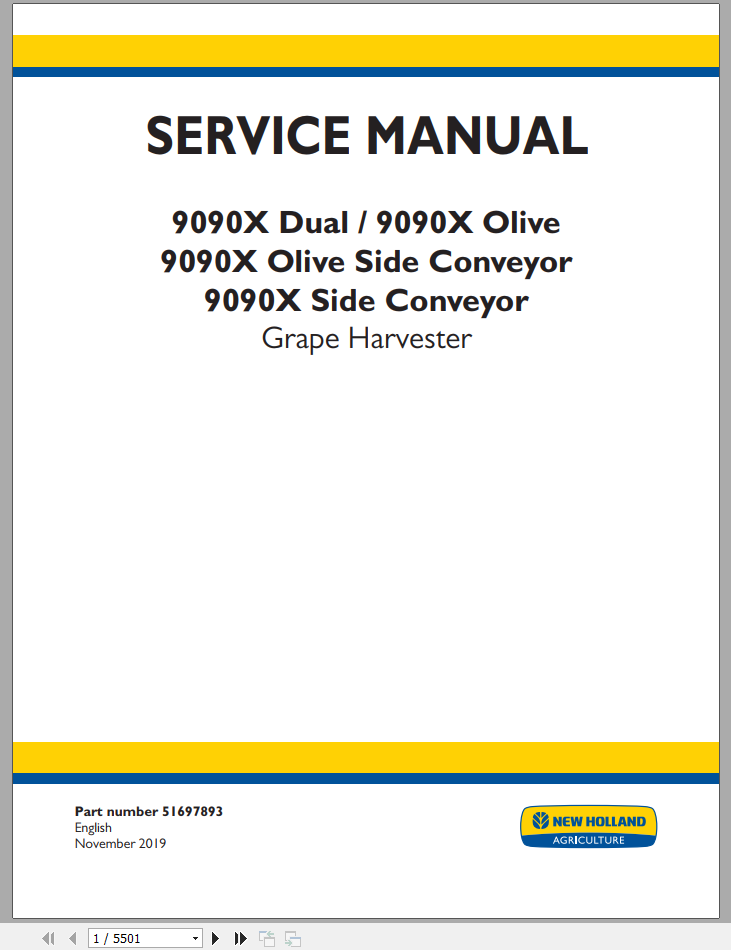 New Holland Grape Harvester 9090X Service Manual51697893 1