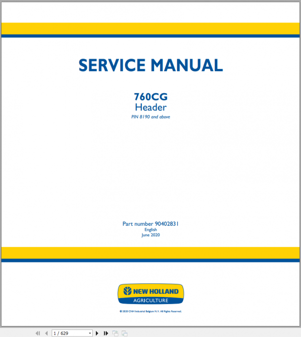 New Holland Header 760CG Service Manual90402831 1