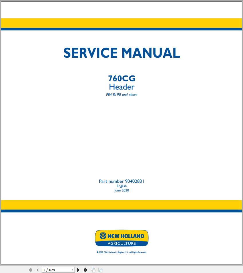 New Holland Header 760CG Service Manual90402831 1