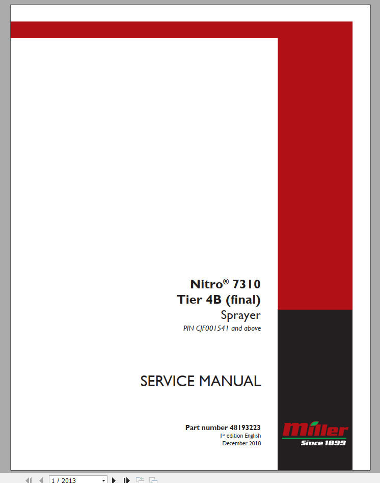 New Holland Sprayer Nitro 7310 T4B Service Manual48193223 1