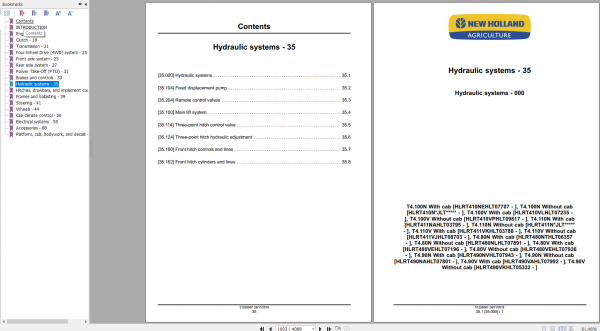 New Holland Tractor T4100F T480N   T4110V Service Manual51526007 3