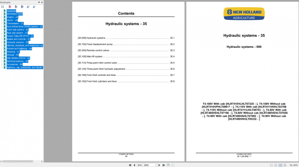 New Holland Tractor T4100V T4110V T480V T490V Service Manual51526023 3