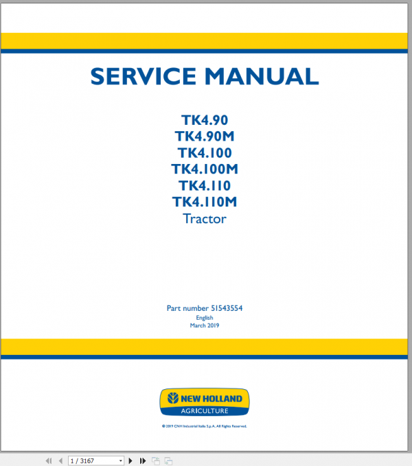 New Holland Tractor TK490 TK4110M Service Manual51543561 1