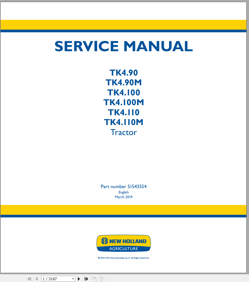 New Holland Tractor TK490 TK4110M Service Manual51543561 1