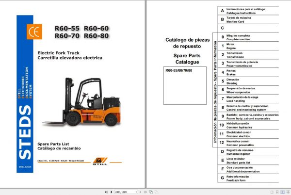 Still KALMAR Electric Forklift Truck R60 55 60 70 80 Spare Parts List 1