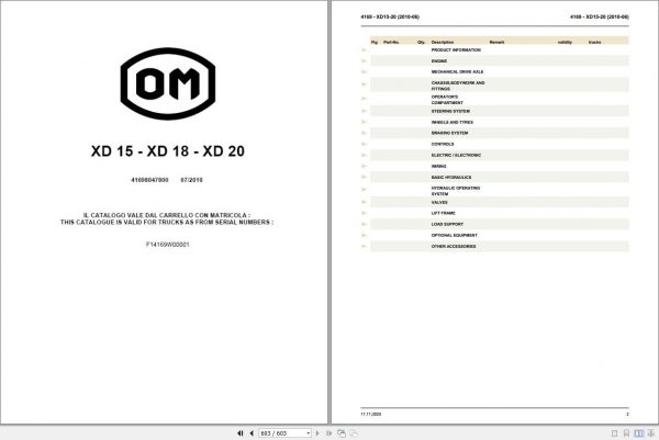 Still OM Pimespo Forklift XD15 XD18 XD20 Spare Parts List41698047800 1