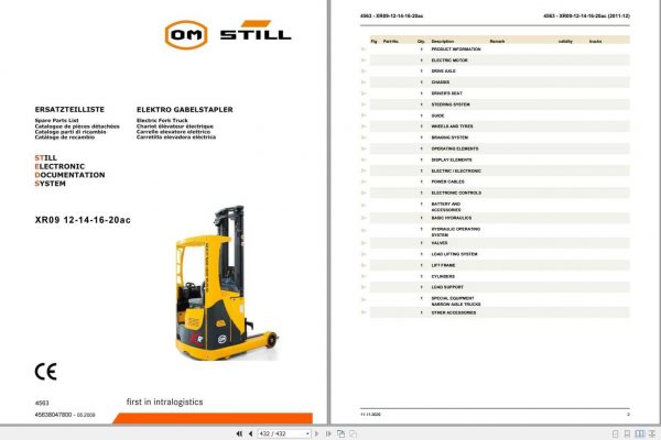 Still OM Pimespo Forklift XR09 12 14 16 20ac Spare Parts List45638047800 1