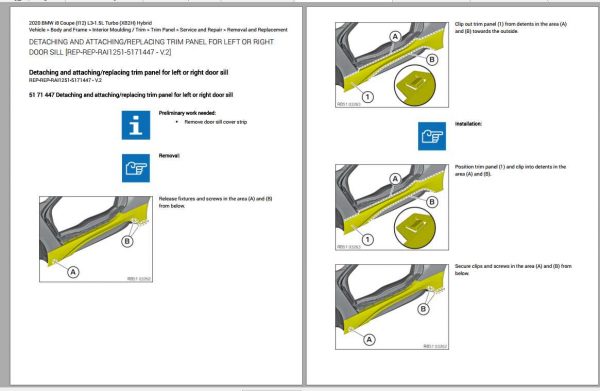 BMW i8 Coupe I12 L3 1.5L Turbo XB2H Hybrid 2020 Diagram Maintenance Repair Manual 9
