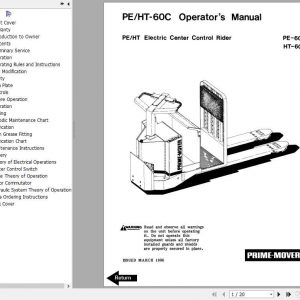 BT Electric Center Control Low Lift Truck PE 60C HT 60C Operator Part Manuals 1