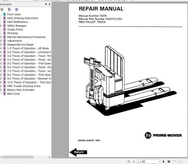 BT Electric Low Lift Pallet Truck PMX 2 Repair Part Manuals 2