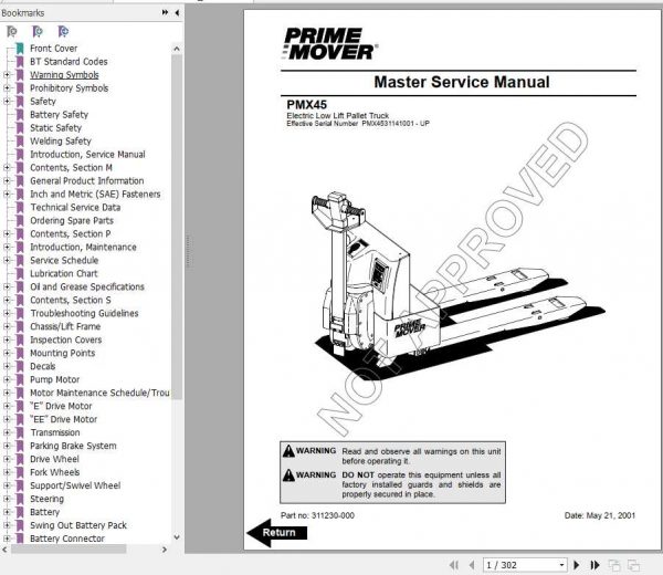 BT Electric Low Lift Pallet Truck PMX45 Shop Manual 2