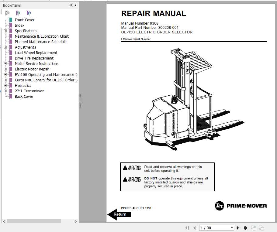 BT Electric Order OE 15C Shop Manual 1
