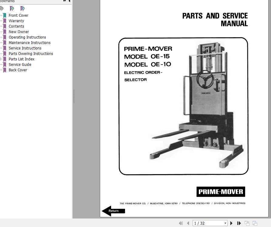 BT Electric Order OE10 OE15 Part Service Manuals 1