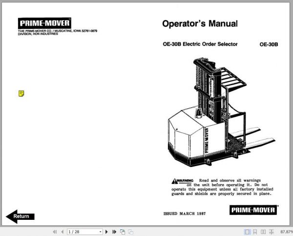 BT Electric Order OE30 30B 30C Part Service Manuals 1