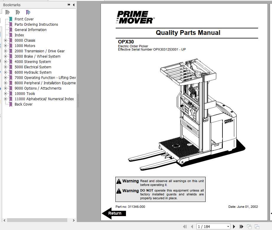 BT Electric Order Picker OPX30 Electrical Diagrams Part Manual 1
