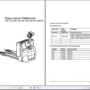 BT Electric Pallet Truck LWE140 LWE250 Repair Manual 1