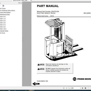 BT Electric Reach Truck RR 30 RR 34 Part Manual 1
