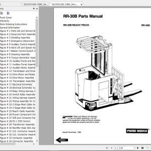 BT Electric Reach Truck RR 30B OperatorService Part Manual 1