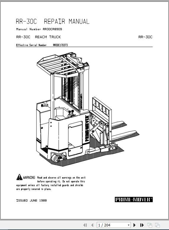 BT Electric Reach Truck RR30C OperatorService Part Manual 1