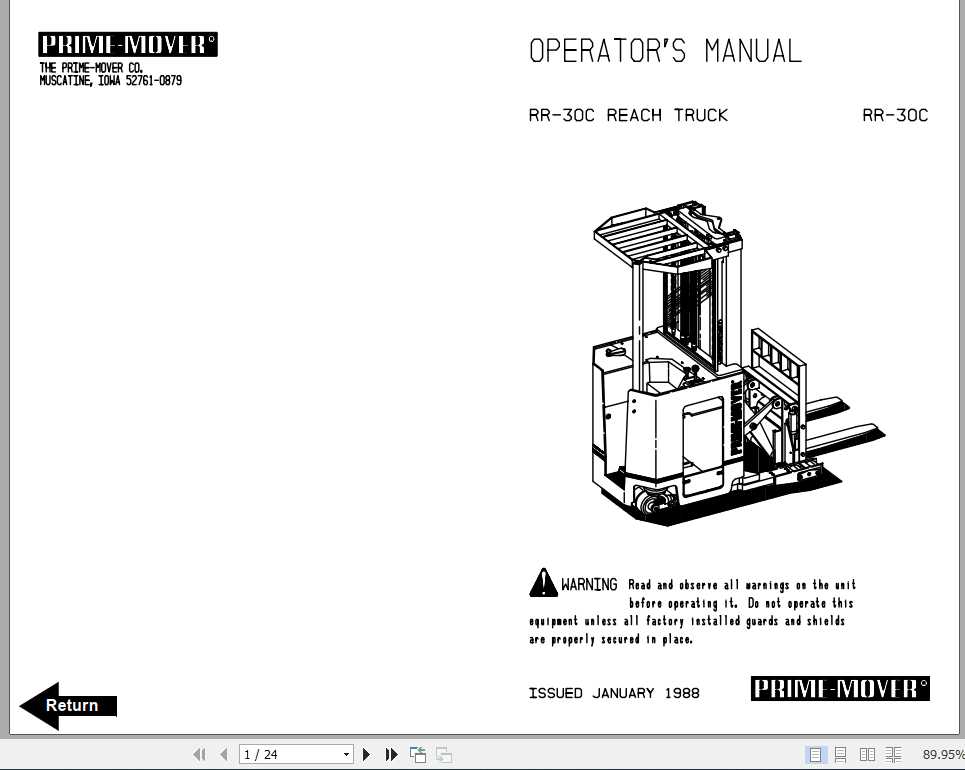 BT Electric Reach Truck RR30C OperatorService Part Manual 2